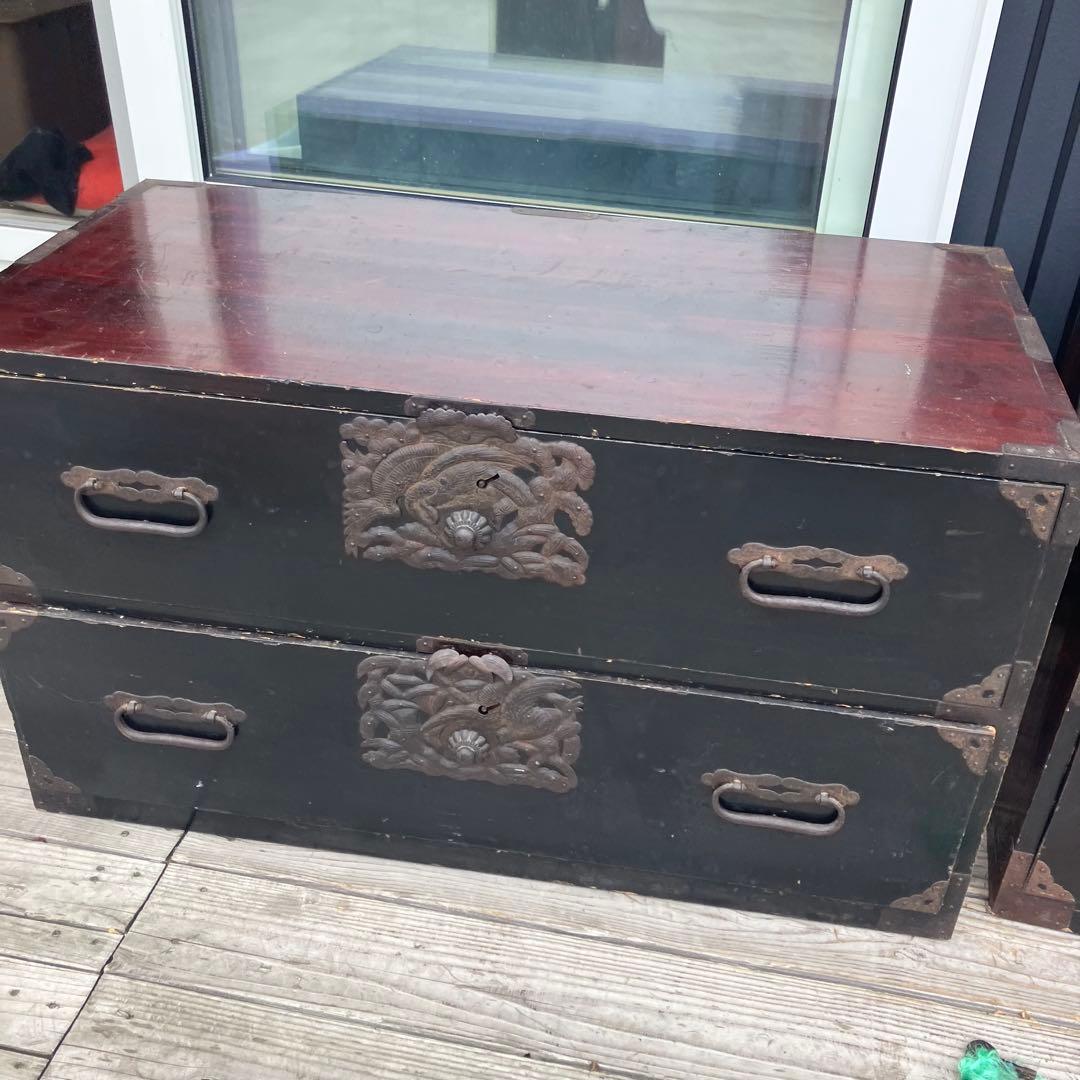 昭和レトロ 古家具 仙台箪笥 6杯 引き出し箪笥 古家具 ビンテージ 上下分離