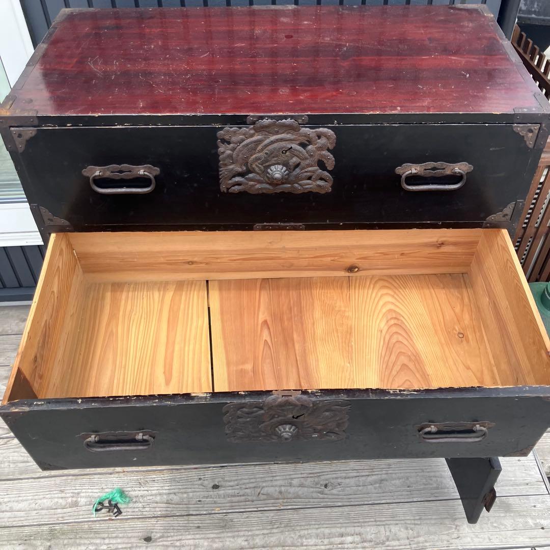 昭和レトロ 古家具 仙台箪笥 6杯 引き出し箪笥 古家具 ビンテージ 上下分離