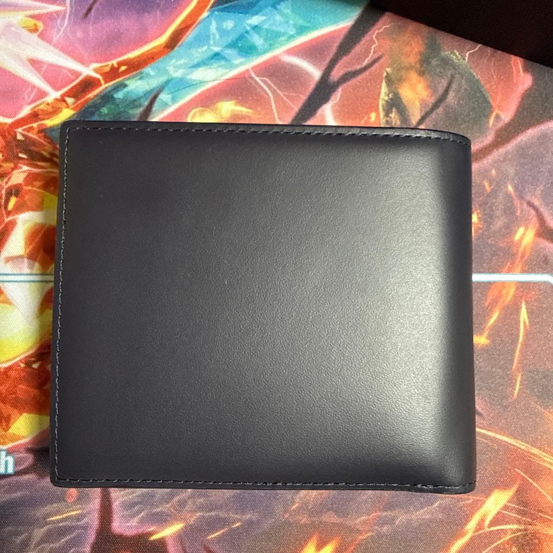 PaulSmith 二つ折り財布　ネイビー　牛革　ハイライトステッチ