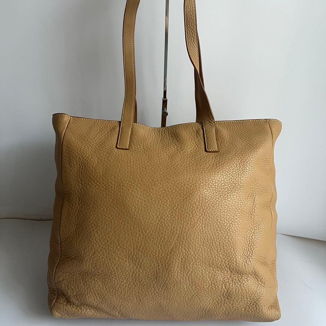 極美品✨　PRADA トートバッグ レザー　ベージュ　三角プレート