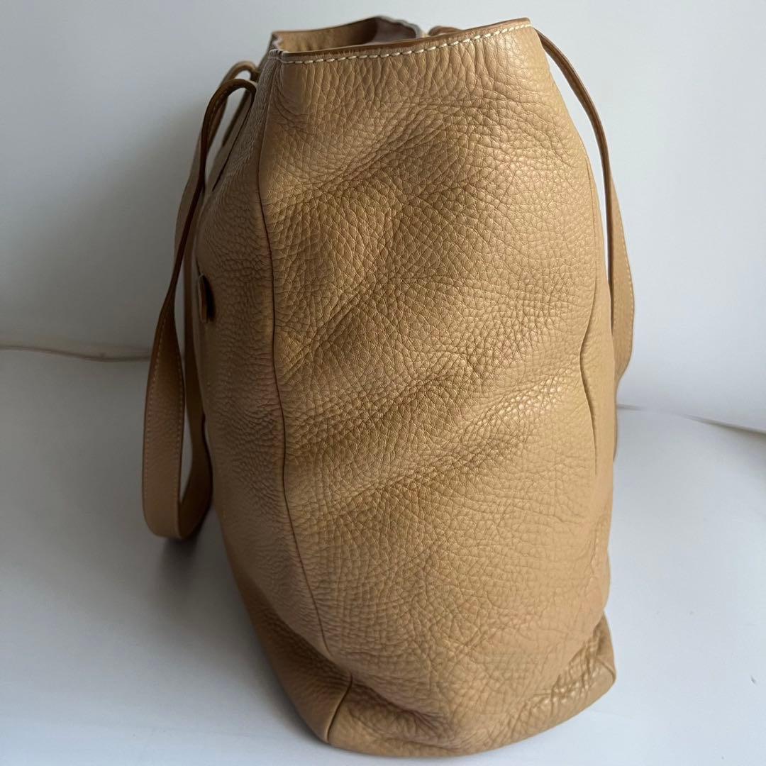 極美品✨　PRADA トートバッグ レザー　ベージュ　三角プレート