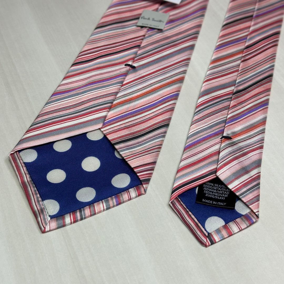 新品タグ付☆ポールスミス☆ネクタイ☆ピンク☆マルチストライプ☆ストライプ☆554