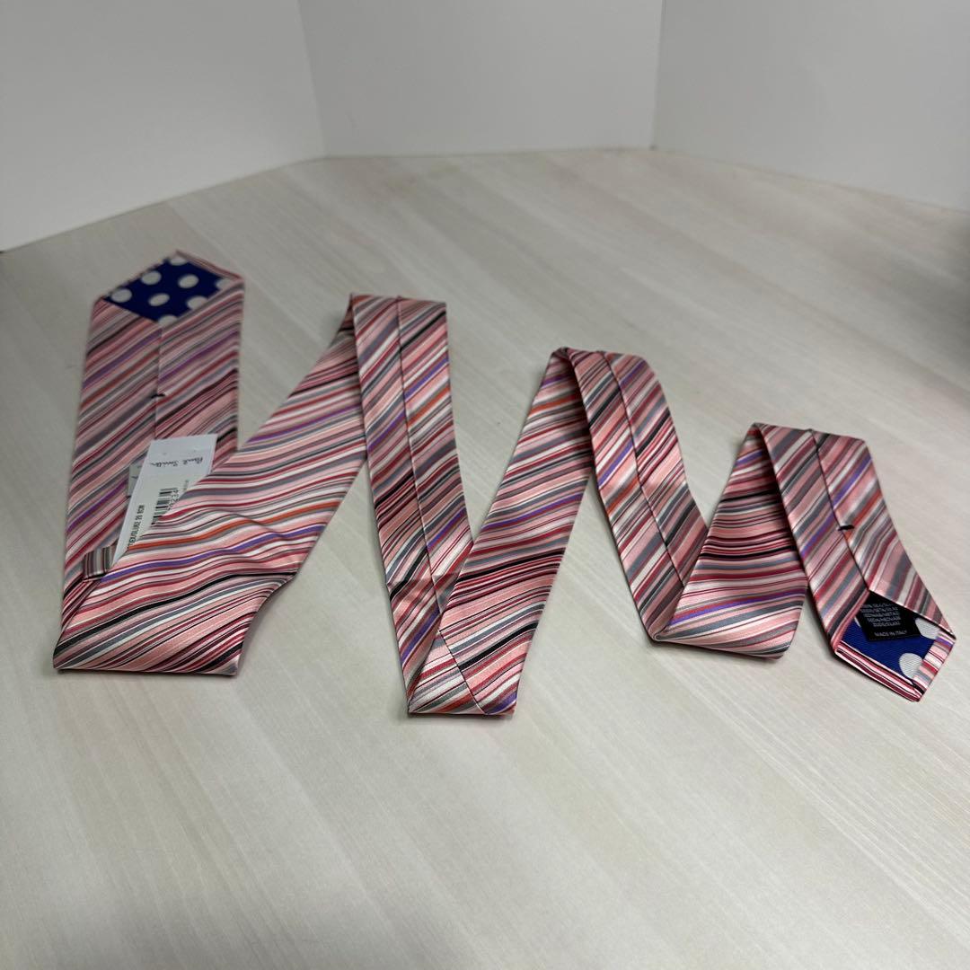 新品タグ付☆ポールスミス☆ネクタイ☆ピンク☆マルチストライプ☆ストライプ☆554