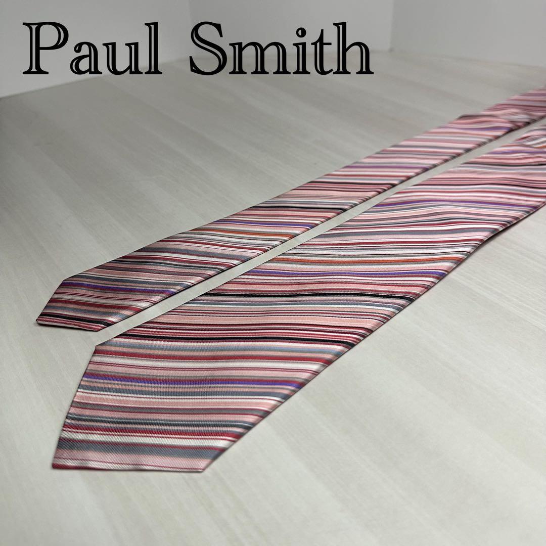 新品タグ付☆ポールスミス☆ネクタイ☆ピンク☆マルチストライプ☆ストライプ☆554