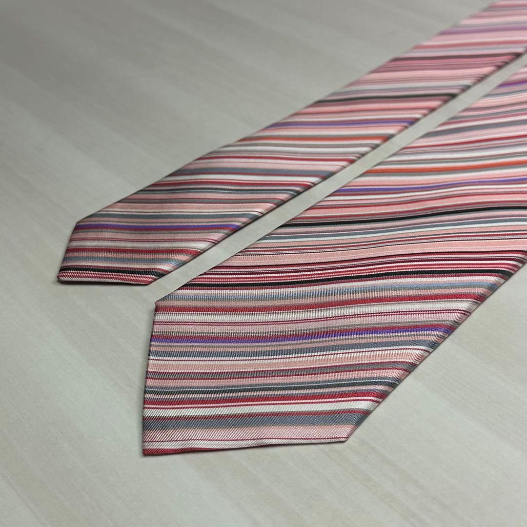 新品タグ付☆ポールスミス☆ネクタイ☆ピンク☆マルチストライプ☆ストライプ☆554