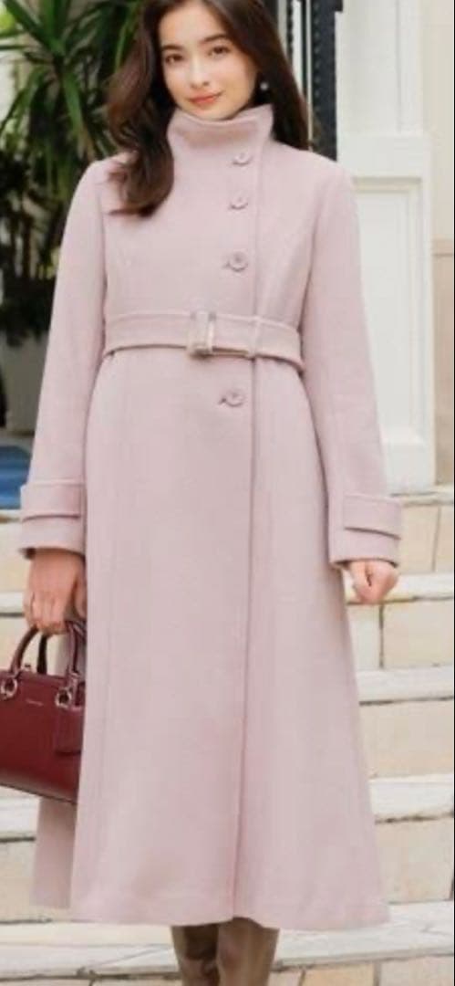 ウィルセレクション　スタンドカラーコート　ピンク