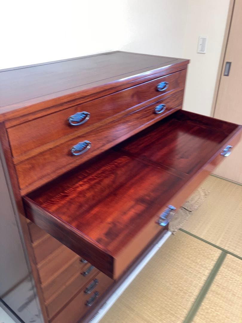 花梨製和タンス 10引き出し 赤みブラウン