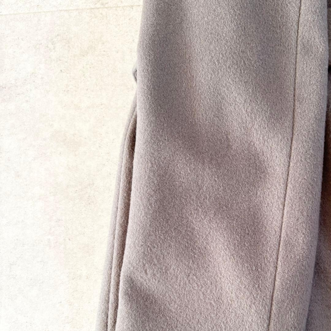 ベルト付き✨️アンタイトル スタンドカラーロングコート 2 グレージュ 比翼