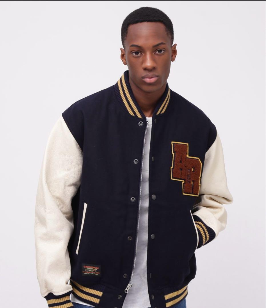 AVIREX USA スタジャン ネイビー/ホワイト