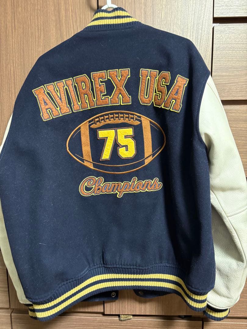 AVIREX USA スタジャン ネイビー/ホワイト