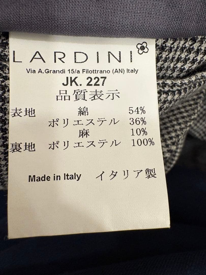 LARDINI 千鳥格子柄 テーラードジャケット size46