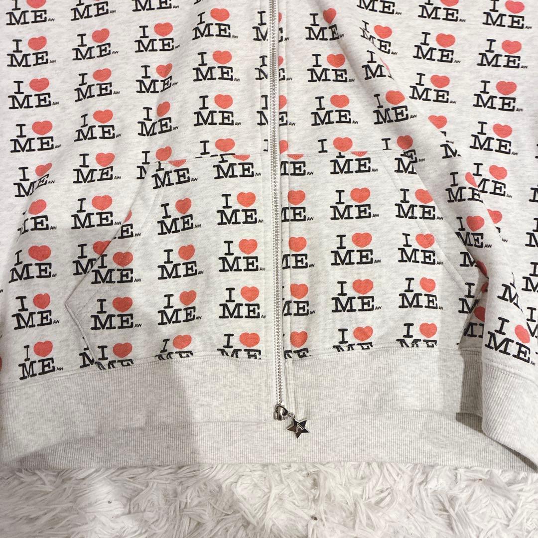 Ashley Williams パーカー I ♡ ME バタフライ 総柄 L