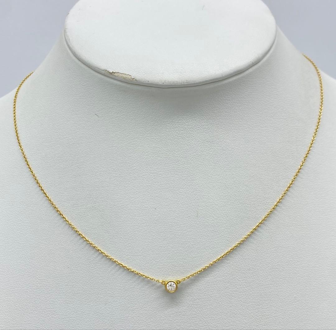 美品 ティファニー バイザヤード ネックレス0.12ct ゴールド Au750