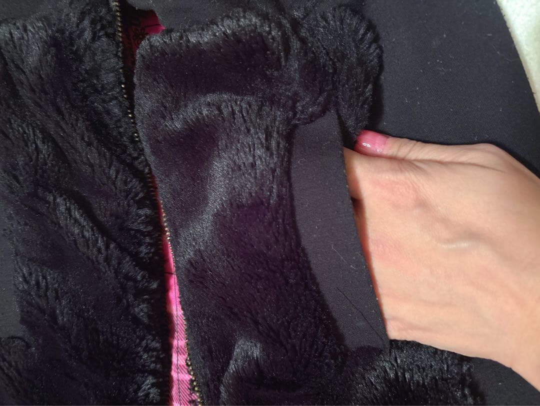 ♡レアMARSモコモコピンクチェックりぼん耳つきフード黒ファーコートパーカー姫