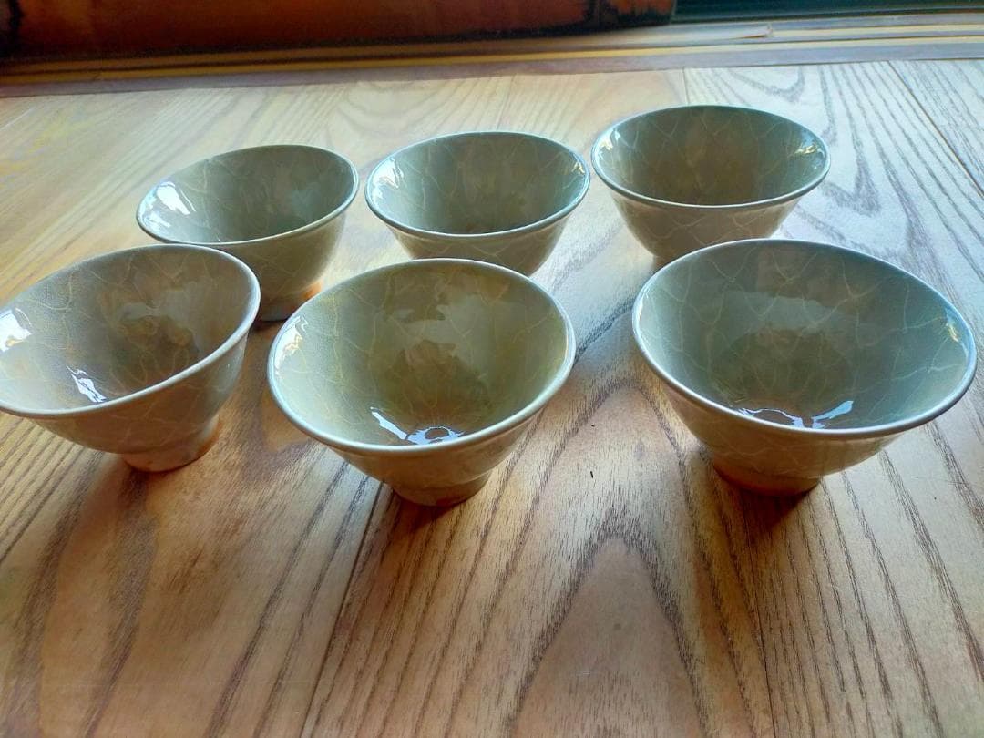 十二代坂倉新兵衛　萩 網紋飯碗　六客　共箱