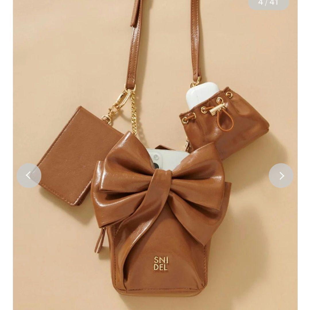 新品タグ付 　リボンマルチショルダー＆ケースセット　キャメル　茶色　SNIDEL