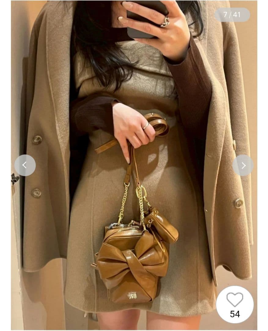 新品タグ付 　リボンマルチショルダー＆ケースセット　キャメル　茶色　SNIDEL