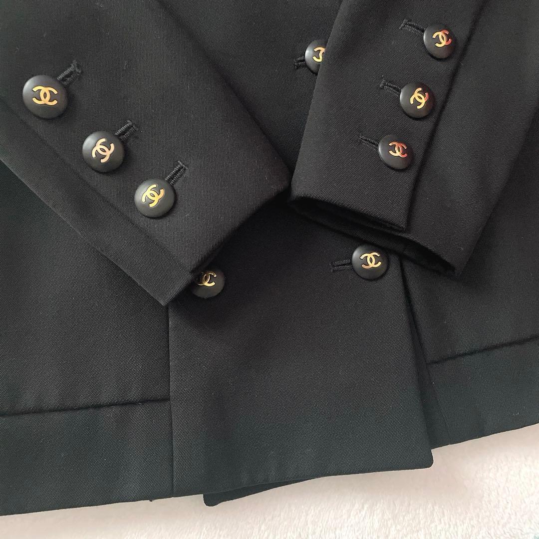 極美品⭐︎CHANEL ブラック ダブル ロゴボタン スカート スーツ ハンガー付