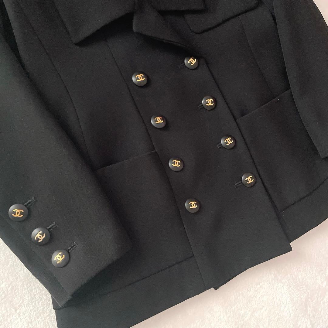 極美品⭐︎CHANEL ブラック ダブル ロゴボタン スカート スーツ ハンガー付