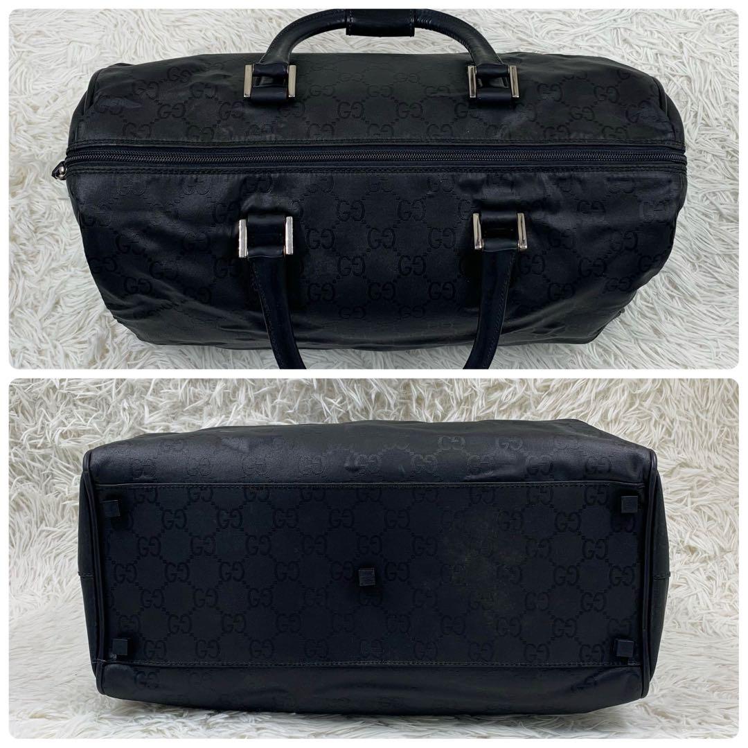 【✨美品✨】 グッチ GG柄 ナイロン レザー ボストンバッグ ブラック
