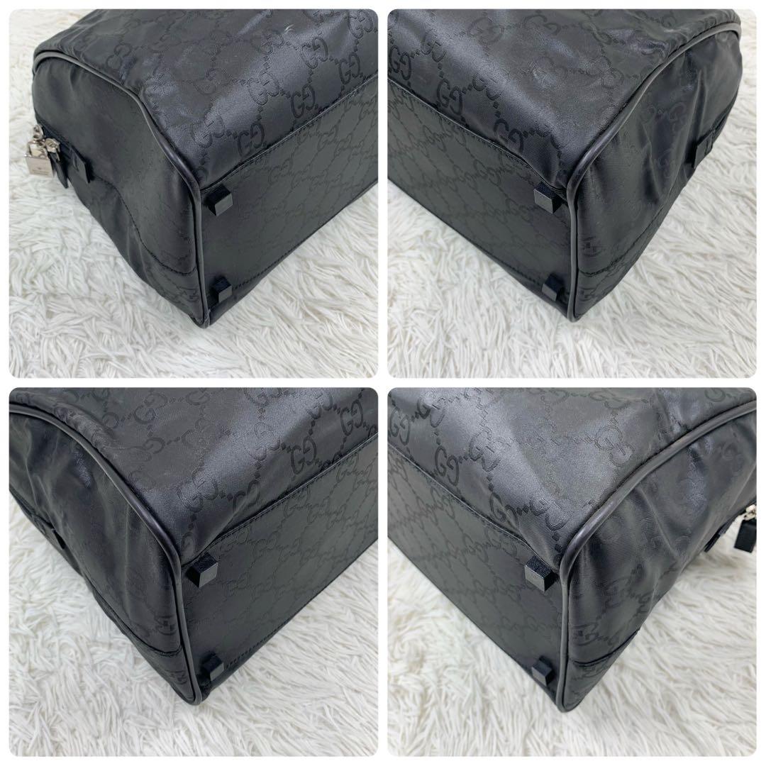 【✨美品✨】 グッチ GG柄 ナイロン レザー ボストンバッグ ブラック
