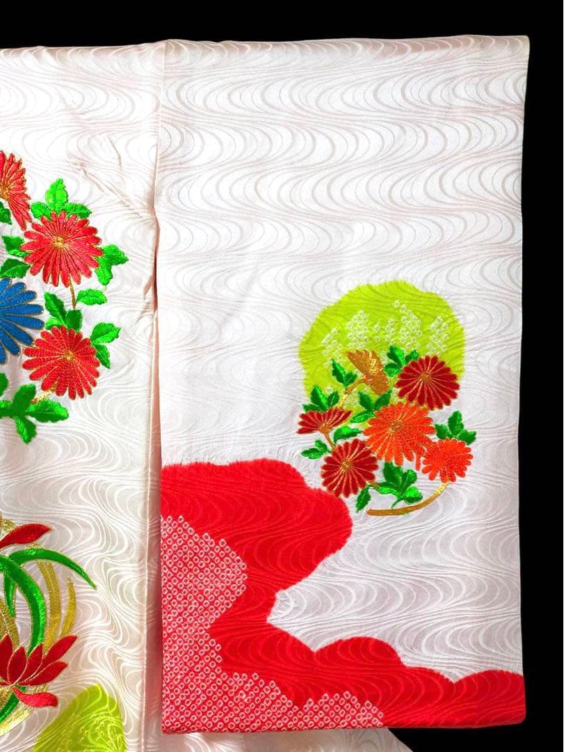 □ 正絹女児用　お宮参り　掛け着　初着　七五三　アンティーク　可愛い花柄刺繍