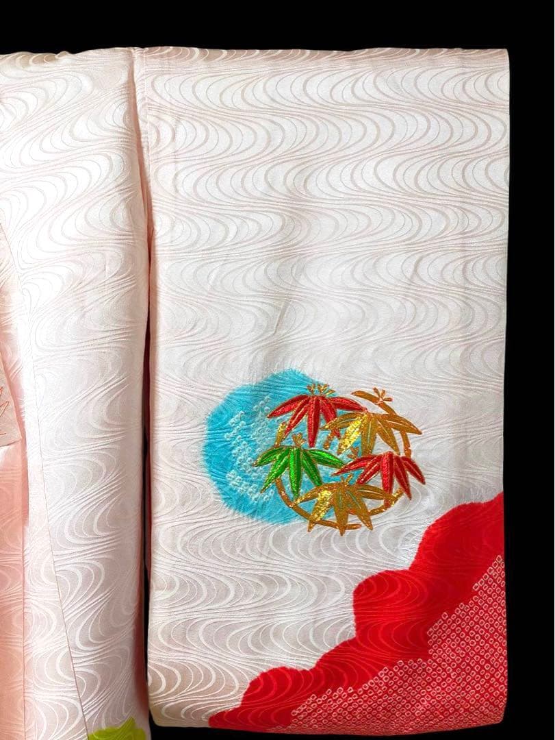 □ 正絹女児用　お宮参り　掛け着　初着　七五三　アンティーク　可愛い花柄刺繍
