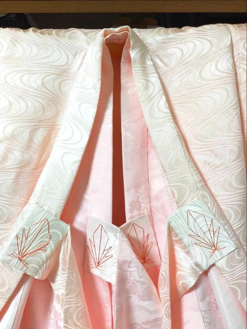 □ 正絹女児用　お宮参り　掛け着　初着　七五三　アンティーク　可愛い花柄刺繍