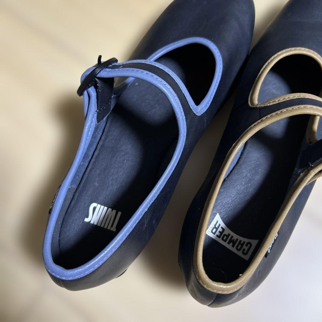 カンペール　ツインズ　フラットシューズ　靴　ブラック　24cm 個性的