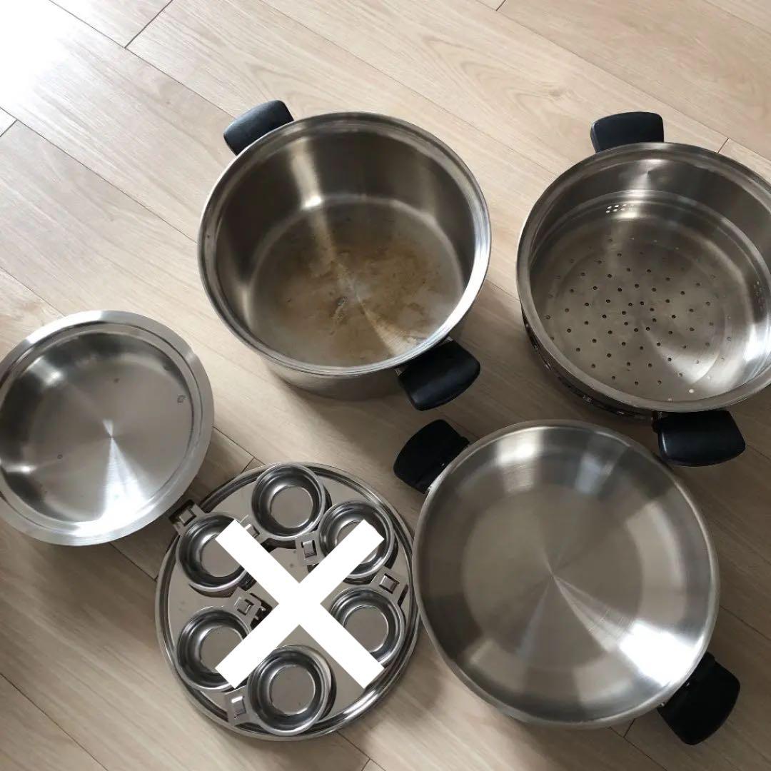 値下げ❗️クイーンクック 鍋 無水鍋 4点セット