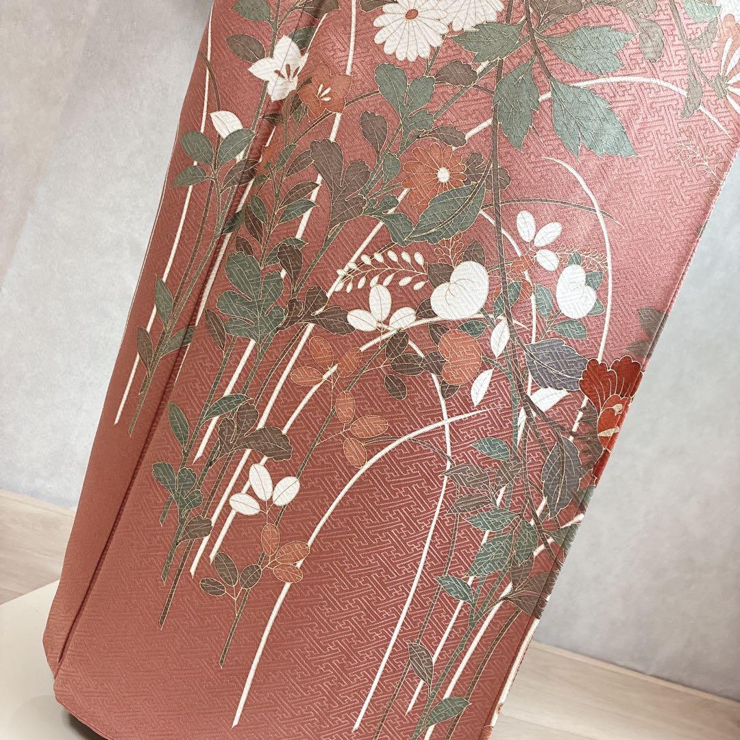 訪問着　フルセット　着物　トールサイズ　正絹　くすみ優花　綸子　J5