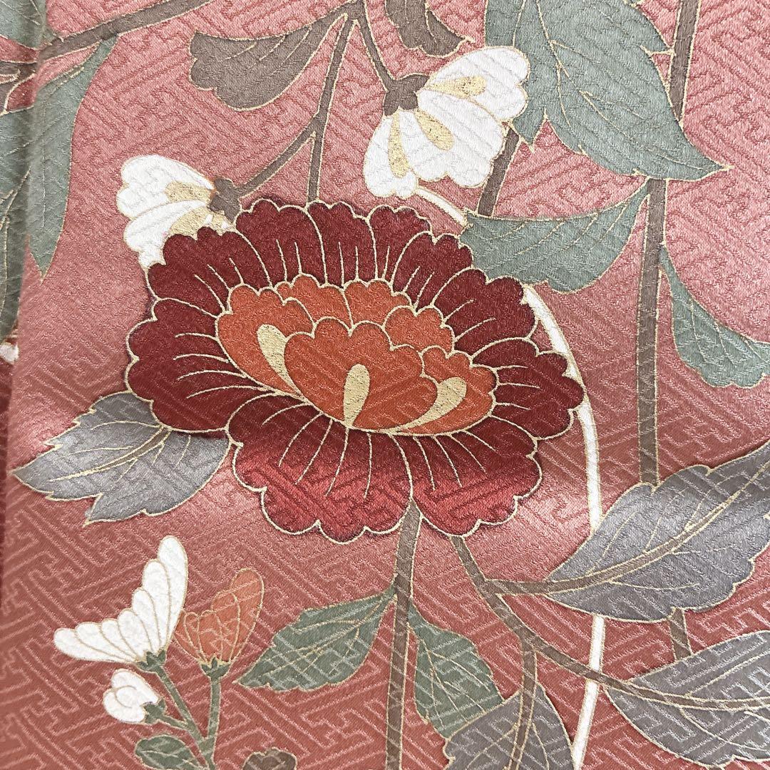 訪問着　フルセット　着物　トールサイズ　正絹　くすみ優花　綸子　J5