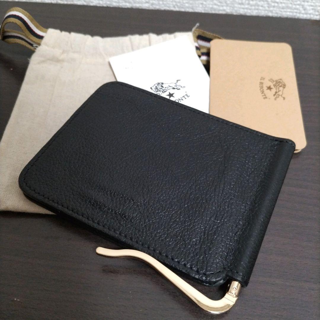 新品 イルビゾンテ 本革 レザー ウォレット 財布 マネークリップ ブラック