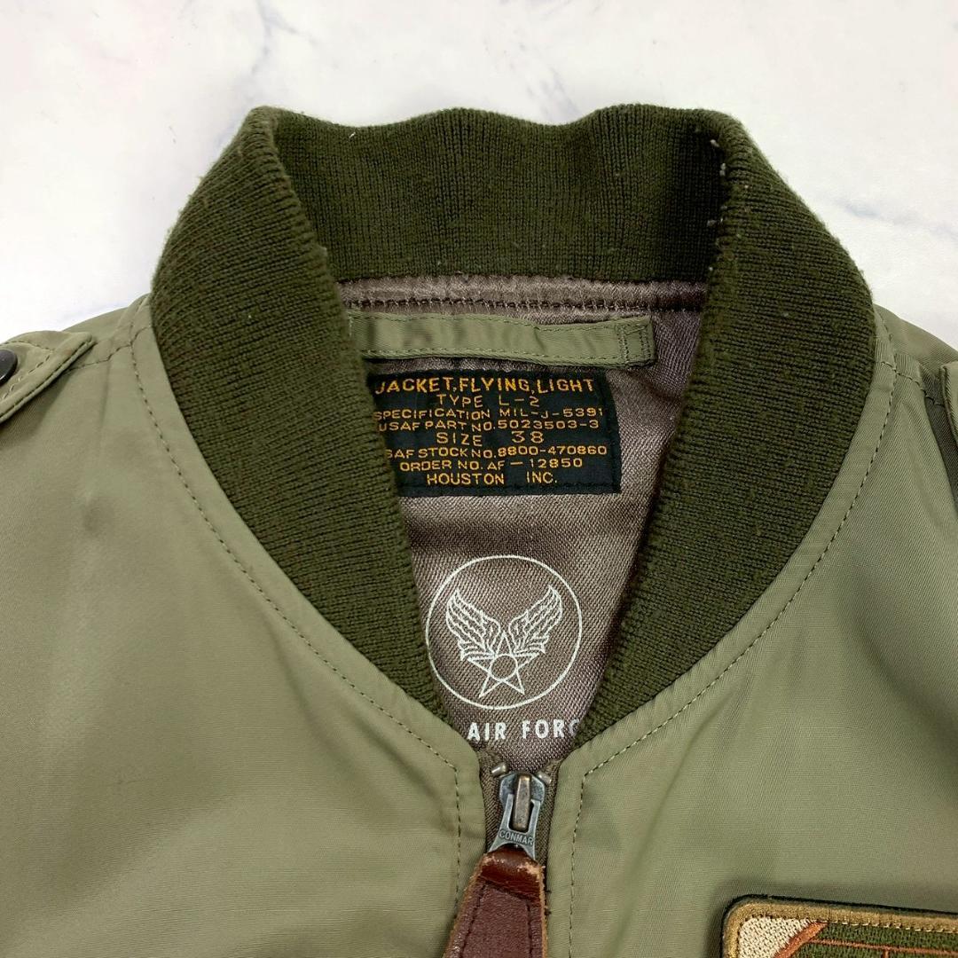 HOUSTON L-2 フライトジャケット カーキ ワッペン 38　E011
