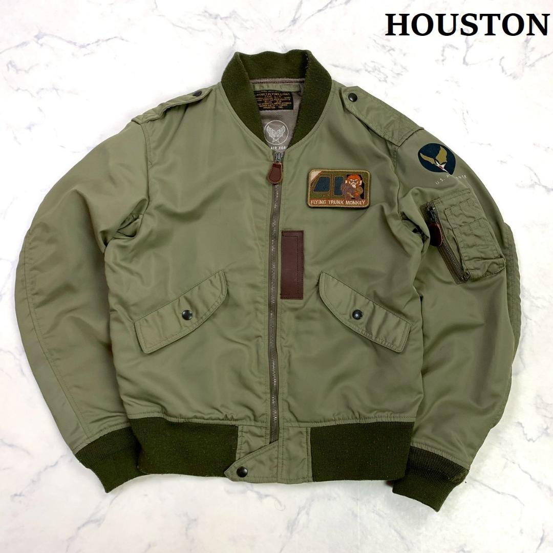 HOUSTON L-2 フライトジャケット カーキ ワッペン 38　E011
