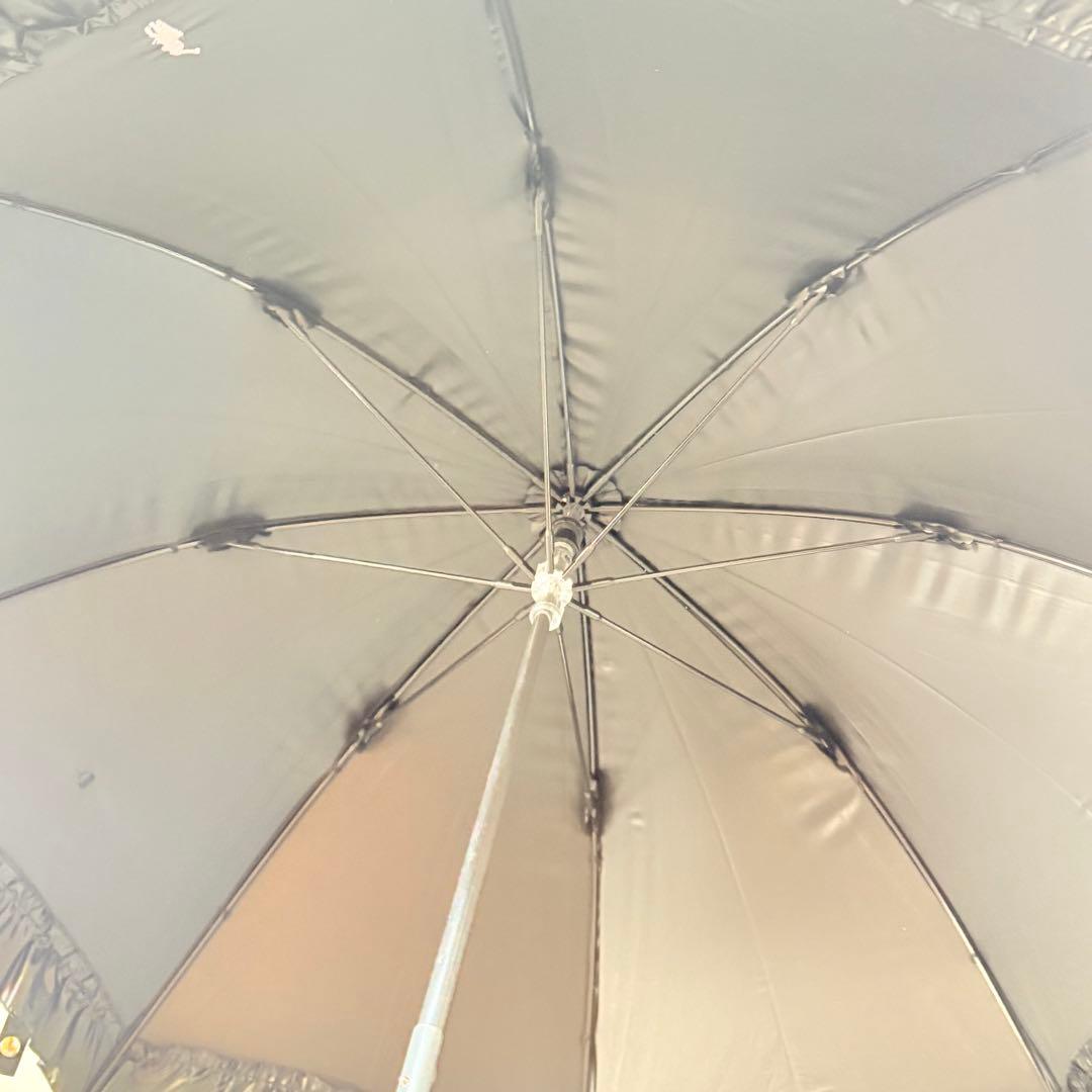 美品　ポロラルフローレン　晴雨兼用UV傘　フリル　ブラック　小傘