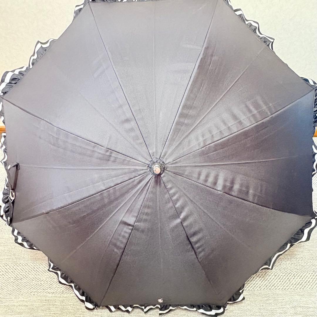 美品　ポロラルフローレン　晴雨兼用UV傘　フリル　ブラック　小傘