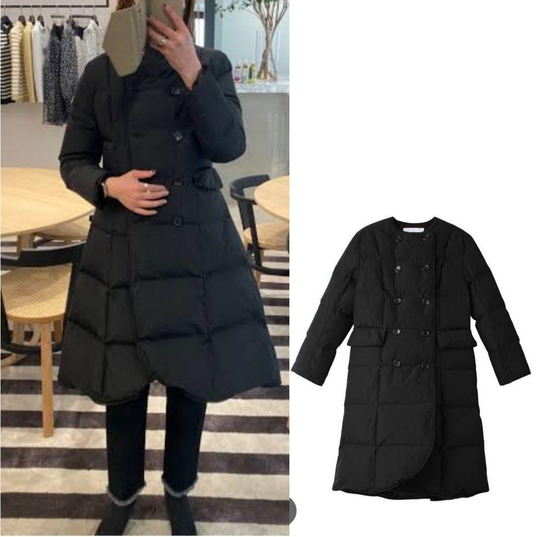 未使用に近い♡ボーダーズ アット バルコニー 38 ロング ダウン コート 黒