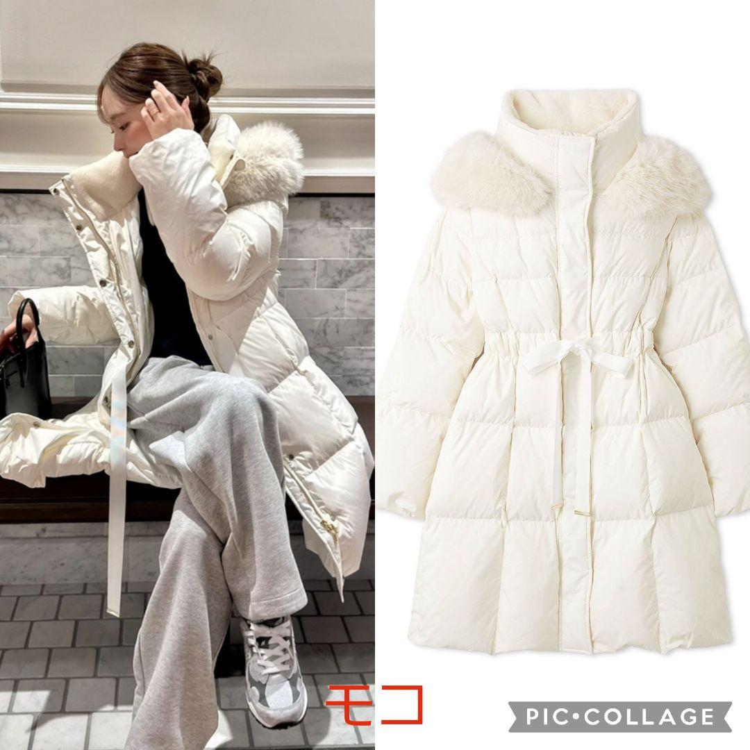 新品タグ付　フードファーロングダウンコート　白　FRAY I.D