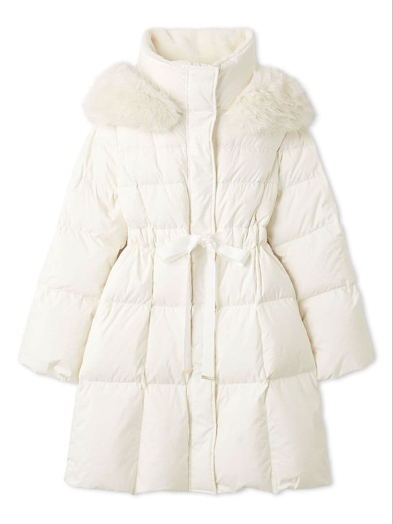 新品タグ付　フードファーロングダウンコート　白　FRAY I.D