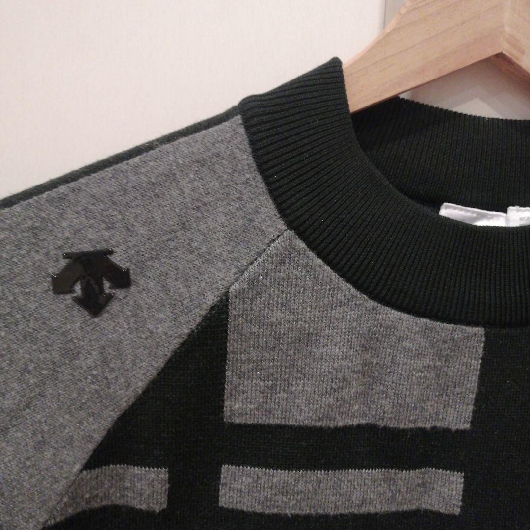 デサントゴルフ モックネック チェック柄ニット スカート セットアップ グレー