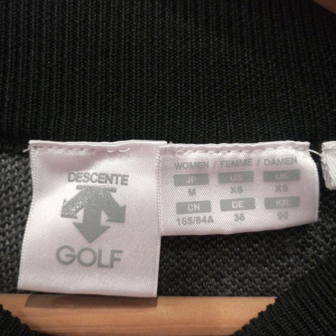 デサントゴルフ モックネック チェック柄ニット スカート セットアップ グレー