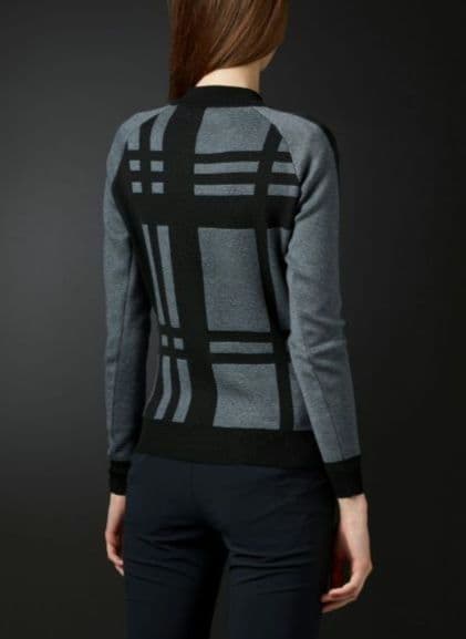 デサントゴルフ モックネック チェック柄ニット スカート セットアップ グレー