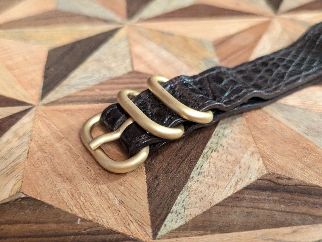 THE SOLE クロコ NATOベルト 18mm ブラウン ゴールド