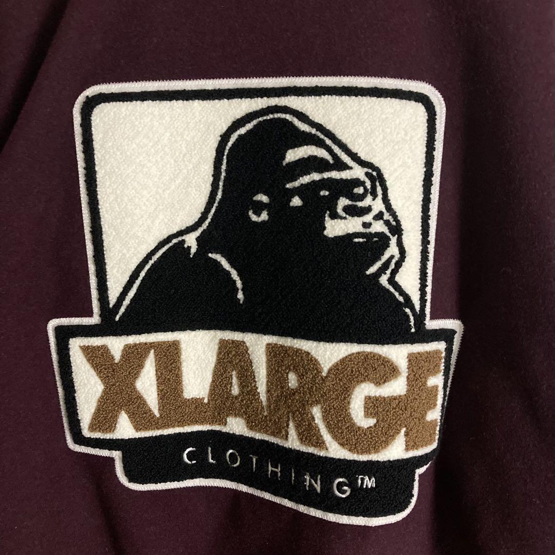 【人気モデル】エクストララージ☆スタジャン　パイルロゴ　L　パープル　ワイン