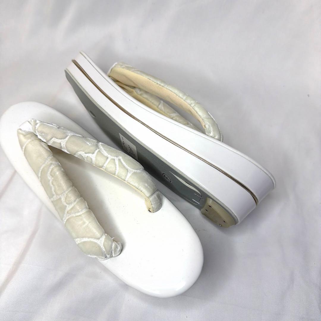 新品　草履　バッグ　セット　振袖用　ベルベット　ホワイト　フリーサイズ　2026