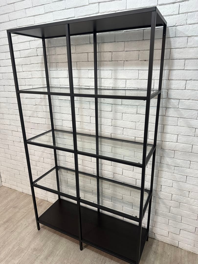 ②【東京都内23区配送無料】イケア　棚　ガラス　陳列　本棚　収納　ディスプレイ