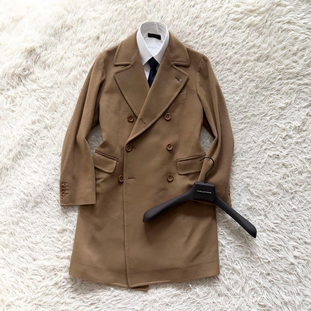 <美品>TAGLIATORE×ブリッラ キャメル ダブル チェスターコート 42