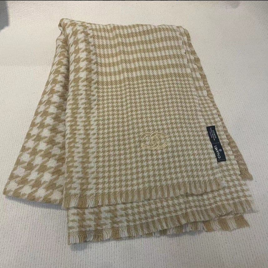 ｔａｍu様CHANEL シャネル 千鳥格子 カシミヤ ストール　ショール（ベージ