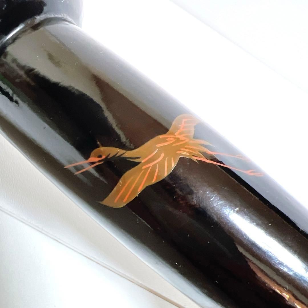 【蒔絵】小鼓 漆塗り 鶴絵柄　鶴亀　松葉　鼓胴 和楽器 雅楽 神楽 能楽